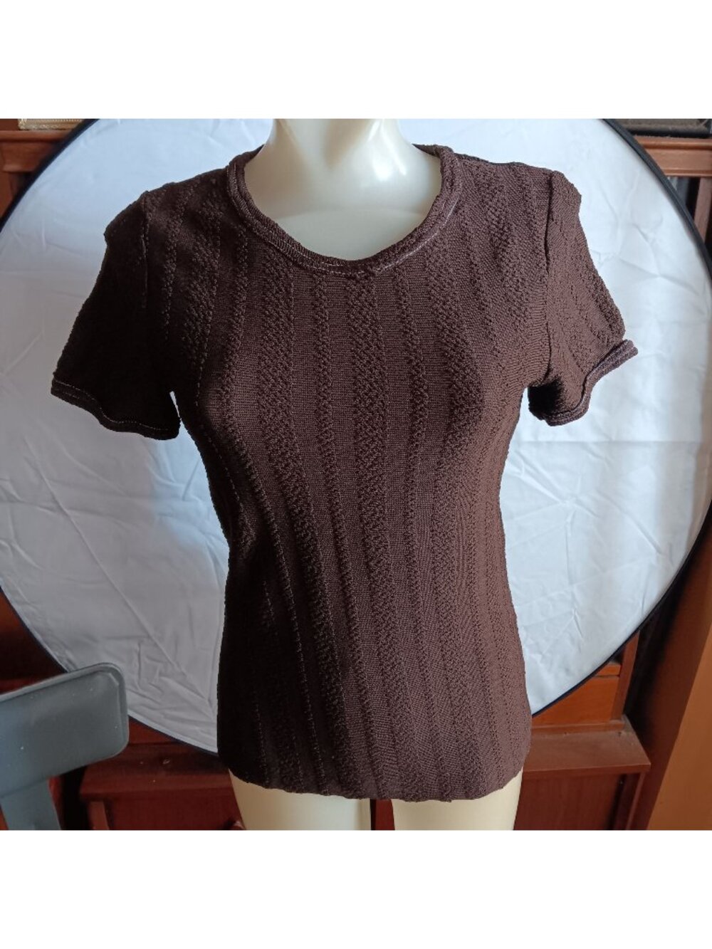 Single Stitch 1970's Disco Knit Top True Vintage Medium T-shirt Brown Top USA